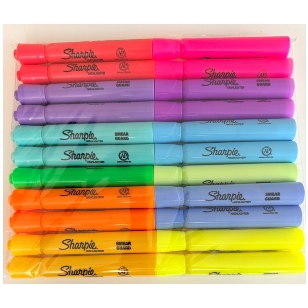 Sharpie Tank Highlighters 22 Count Multicolored Chisel Tip Smear Guard NEW NWT